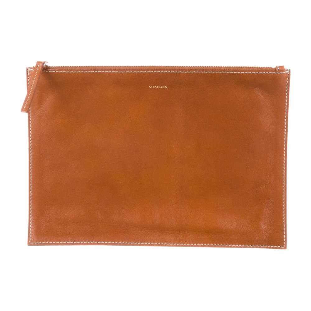 Vince Solid Leather Clutch Bag